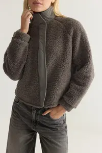 TRENDYOLMİLLA Anthracite Plush Regular/Normal Pattern Weaving Garnili Zippered Thick Knitting Sweatshirt - Image 3