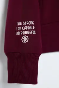 TRENDYOLMİLLA Burgundy Embroidered Regular/Normal Pattern Thick Fleece Inside Knitting Sweatshirt - Image 7