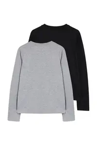 TRENDYOLMİLLA Black-Gray 2 Sets Paket 100% Cotton Crew Neck Regular/Normal Cut Knitting T-Shirt - Image 16