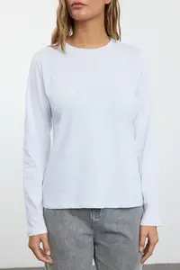 TRENDYOLMİLLA Black-White 2 Sets Paket Crew Neck Regular/Normal Cut Knitting T-Shirt - Image 14