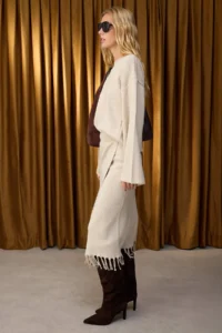 TRENDYOLMİLLA Special Collection Stone Skirt Tasseled Knitwear Top and Bottom Set - Image 2