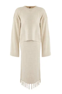 TRENDYOLMİLLA Special Collection Stone Skirt Tasseled Knitwear Top and Bottom Set - Image 5