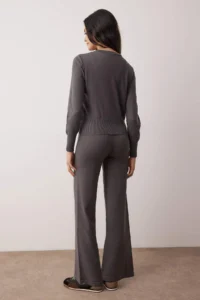 TRENDYOLMİLLA Wardrobe Essentials Anthracite Mercerized Look Knitwear Cardigan-Pants Top and Bottom Set | - Image 4
