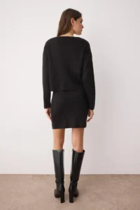 TRENDYOLMİLLA Black Premium Yarn/Special Yarn Cardigan-Skirt Knitwear Top and Bottom Set - Image 4