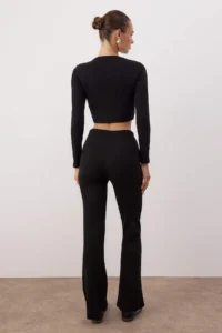 TRENDYOLMİLLA Black slim/Fitting Knitting Top and Bottom Set - Image 4
