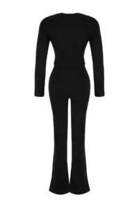 TRENDYOLMİLLA Black slim/Fitting Knitting Top and Bottom Set - Image 6