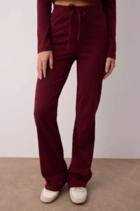 TRENDYOLMİLLA Wardrobe Essentials – Burgundy slim/Fitting Knitting Top and Bottom Set | - Image 3