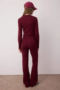 TRENDYOLMİLLA Wardrobe Essentials – Burgundy slim/Fitting Knitting Top and Bottom Set | - Image 4