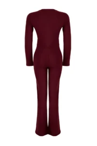 TRENDYOLMİLLA Wardrobe Essentials – Burgundy slim/Fitting Knitting Top and Bottom Set | - Image 7