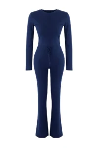 TRENDYOLMİLLA Wardrobe Essentials – Navy Blue slim/Fitting Knitting Top and Bottom Set | - Image 5