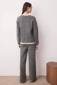 TRENDYOLMİLLA Anthracite Color Bloklu Sweater-Pants Knitwear Bottom - Top Set - Image 4