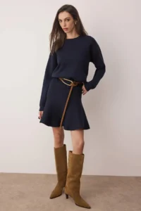 TRENDYOLMİLLA Navy Blue Soft textured Sweater-Skirt Knitwear Bottom - Top Set - Image 2