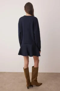 TRENDYOLMİLLA Navy Blue Soft textured Sweater-Skirt Knitwear Bottom - Top Set - Image 4