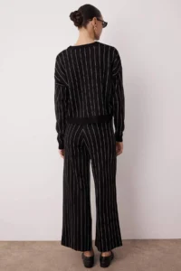 TRENDYOLMİLLA Black Striped smart Sweater-Pants Knitwear Bottom - Top Set - Image 4