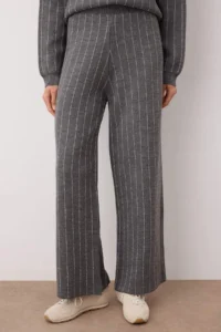 TRENDYOLMİLLA Anthracite Striped Sweater-Pants Knitwear Bottom - Top Set - Image 3