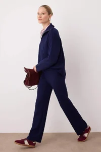 TRENDYOLMİLLA Navy Blue Basic Zippered Sweater-Pants Knitwear Bottom - Top Set - Image 2