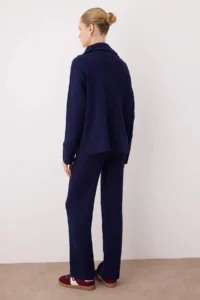 TRENDYOLMİLLA Navy Blue Basic Zippered Sweater-Pants Knitwear Bottom - Top Set - Image 5
