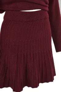 TRENDYOLMİLLA Burgundy Soft textured Turtleneck Sweater-Skirt Knitwear Bottom - Top Set - Image 6