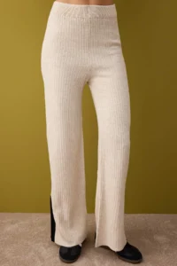 TRENDYOLMİLLA Stone Crop Color Bloklu Ribbed Sweater-Pants Knitwear Bottom - Top Set - Image 3