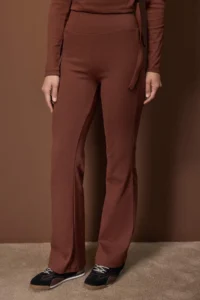 TRENDYOLMİLLA Brown Double breasted Close-fitting Long Sleeve Flexible Knitting Top and Bottom Set - Image 3