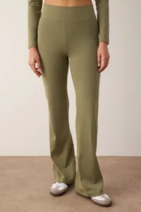 TRENDYOLMİLLA Khaki Double breasted Kapama Fitted Long Sleeve Flexible Knitting Top and Bottom Set - Image 3