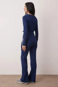 TRENDYOLMİLLA Navy Blue Double breasted Close-fitting Long Sleeve Flexible Knitting Top and Bottom Set - Image 4