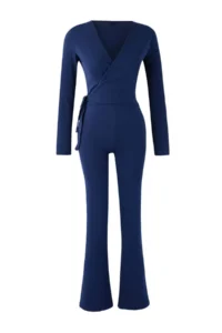 TRENDYOLMİLLA Navy Blue Double breasted Close-fitting Long Sleeve Flexible Knitting Top and Bottom Set - Image 5