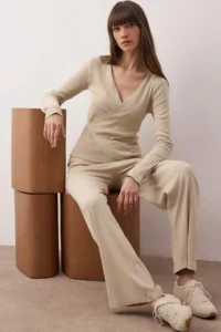 TRENDYOLMİLLA Stone wrap Wideleg/Wide Leg Knitting Top and Bottom Set