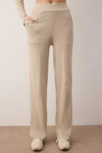 TRENDYOLMİLLA Stone wrap Wideleg/Wide Leg Knitting Top and Bottom Set - Image 3