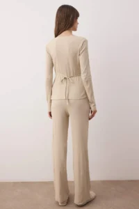 TRENDYOLMİLLA Stone wrap Wideleg/Wide Leg Knitting Top and Bottom Set - Image 4