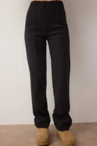 TRENDYOLMİLLA Black Thessaloniki ribbed Regular/Normal Kesim Knitting Bottom - Top Set - Image 3