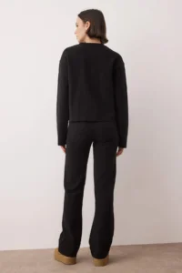 TRENDYOLMİLLA Black Thessaloniki ribbed Regular/Normal Kesim Knitting Bottom - Top Set - Image 4