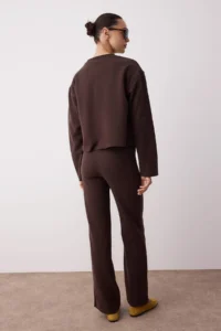 TRENDYOLMİLLA Brown Thessaloniki ribbed Regular/Normal Kesim Knitting Bottom - Top Set - Image 4