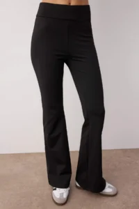 TRENDYOLMİLLA Black Raglan Sleeve relaxed Top Flare/flared leg Bottom Flexible Knitting Bottom - Top Set - Image 3