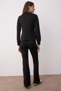 TRENDYOLMİLLA Black Raglan Sleeve relaxed Top Flare/flared leg Bottom Flexible Knitting Bottom - Top Set - Image 4