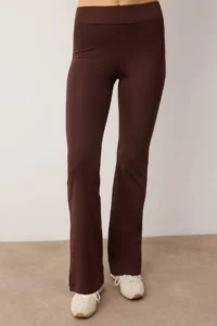 TRENDYOLMİLLA Dark Brown Raglan Sleeve relaxed Top Flare/flared leg Flexible Knitting Top and Bottom Set - Image 3