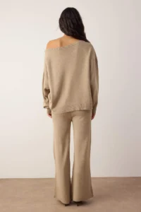 TRENDYOLMİLLA Mink Boat Neck Sweater-Pants Knitwear Bottom - Top Set - Image 4