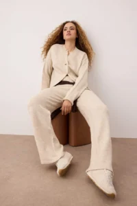 TRENDYOLMİLLA Stone Soft textured Cardigan-Pants Knitwear Bottom - Top Set