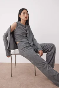TRENDYOLMİLLA Anthracite 3 Sets Thessaloniki/Knitwear look buttoned Flexible Knitting Bottom - Top Set