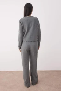 TRENDYOLMİLLA Anthracite 3 Sets Thessaloniki/Knitwear look buttoned Flexible Knitting Bottom - Top Set - Image 7