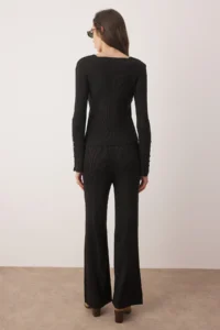 TRENDYOLMİLLA Black Square Neck Bodysuit hugging Knitwear Bottom - Top Set - Image 4