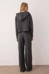 TRENDYOLMİLLA Anthracite Knitting Zippered soft Top and Bottom Set - Image 4