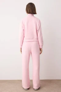 TRENDYOLMİLLA Teen Light Pink Embroidered Dog collar Zippered Wideleg/Wide Leg Knitting Tracksuit - Image 4