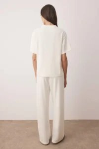 TRENDYOLMİLLA Ecru  Short Sleeve Crew Neck relaxed/Rahat Pattern Flexible Knitting Bottom - Top Set - Image 4