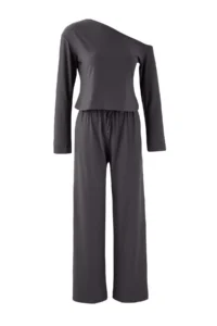 TRENDYOLMİLLA Anthracite Drop Sleeve Detailed Soft Touch Flexible Knitting Bottom - Top Set - Image 6