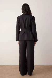 TRENDYOLMİLLA Black Double breasted Blouse Pants Weaving Bottom - Top Set - Image 4