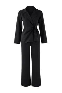 TRENDYOLMİLLA Black Double breasted Blouse Pants Weaving Bottom - Top Set - Image 5