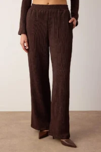 TRENDYOLMİLLA Brown wrap Fitted Accessory Detailed textured Knitting Bottom - Top Set - Image 3