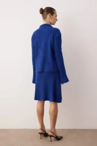 TRENDYOLMİLLA Saks Blue Soft textured 2 Sets Cardigan-Skirt Knitwear Bottom - Top Set - Image 4