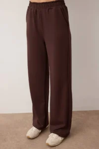 TRENDYOLMİLLA Brown Polo Shirt Collar Color Bloklu Weaving Garnili Knitting Bottom - Top Set - Image 3